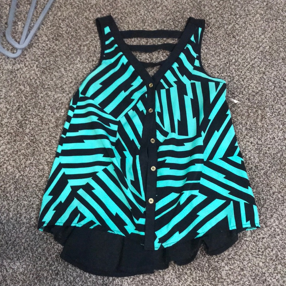 Teal and black tank top